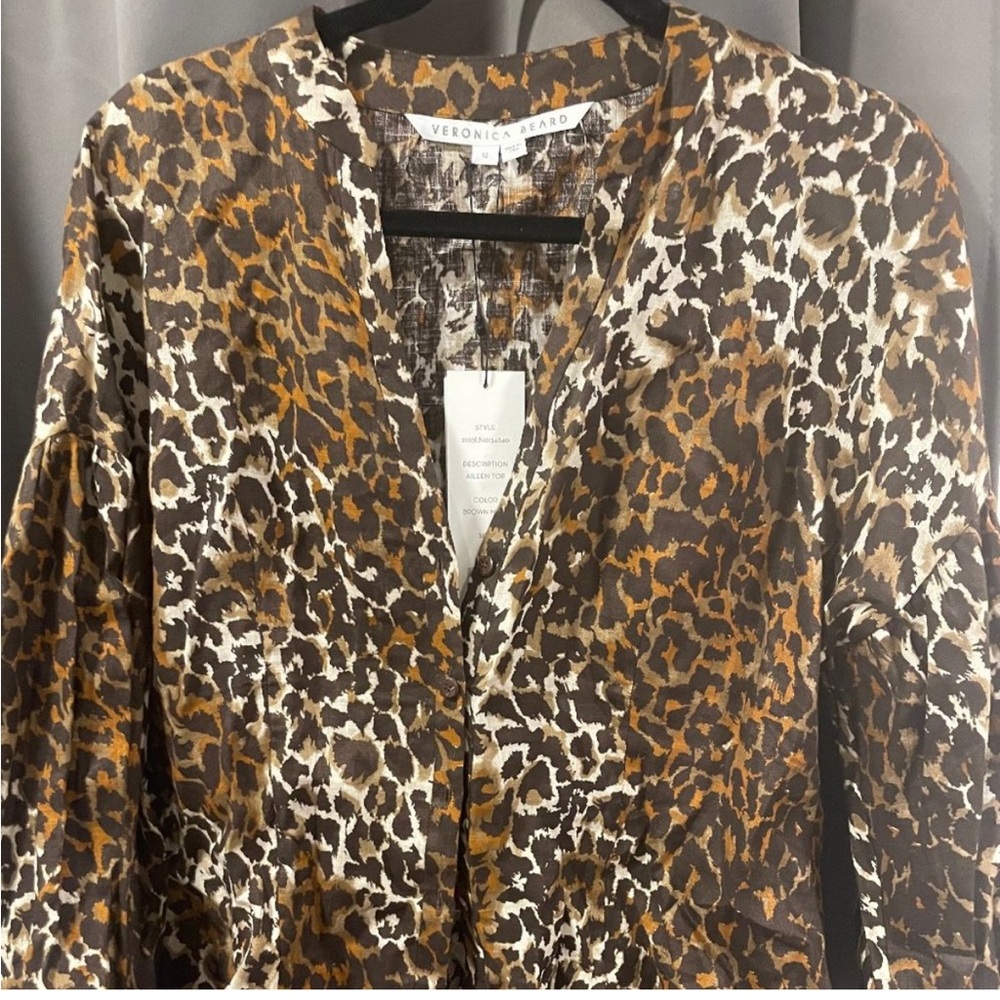 Veronica Beard Leopard Print Blouse